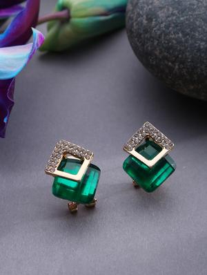 green metal studs earring - 18292004 - Standard Image - 2