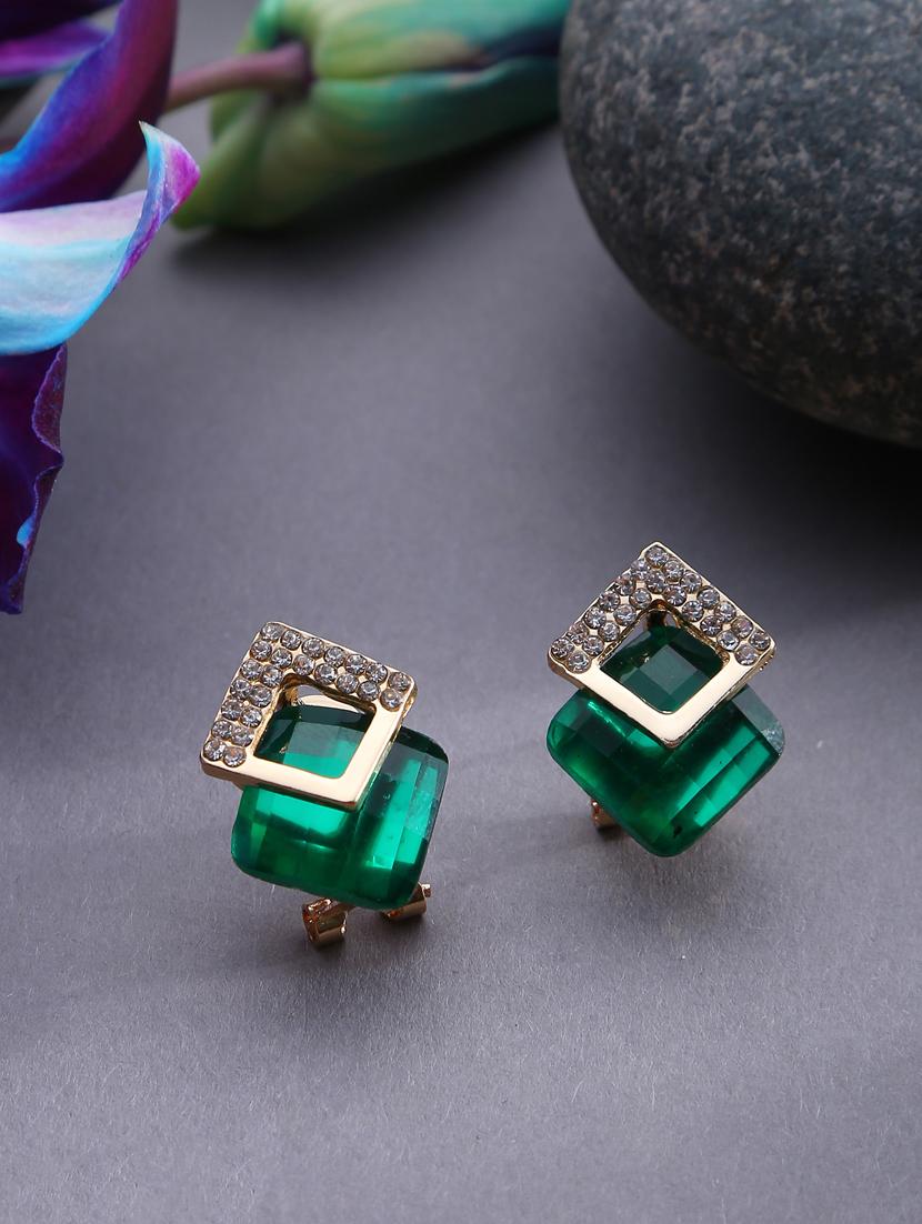 green metal studs earring - 18292004 - Zoom Image - 2