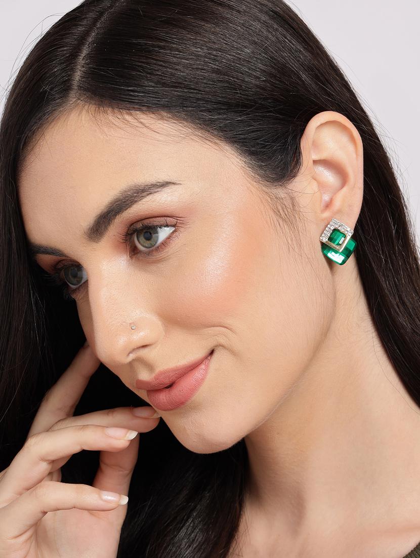 green metal studs earring - 18292004 - Zoom Image - 4