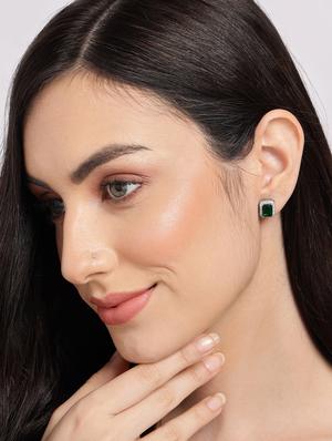 green metal studs earring - 18292019 - Standard Image - 4