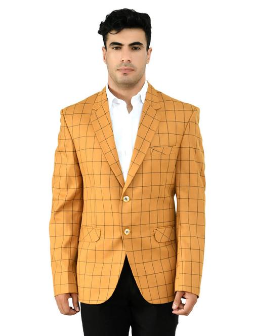 yellow checked single breasted casual blazer - 18292354 - Standard Image - 1