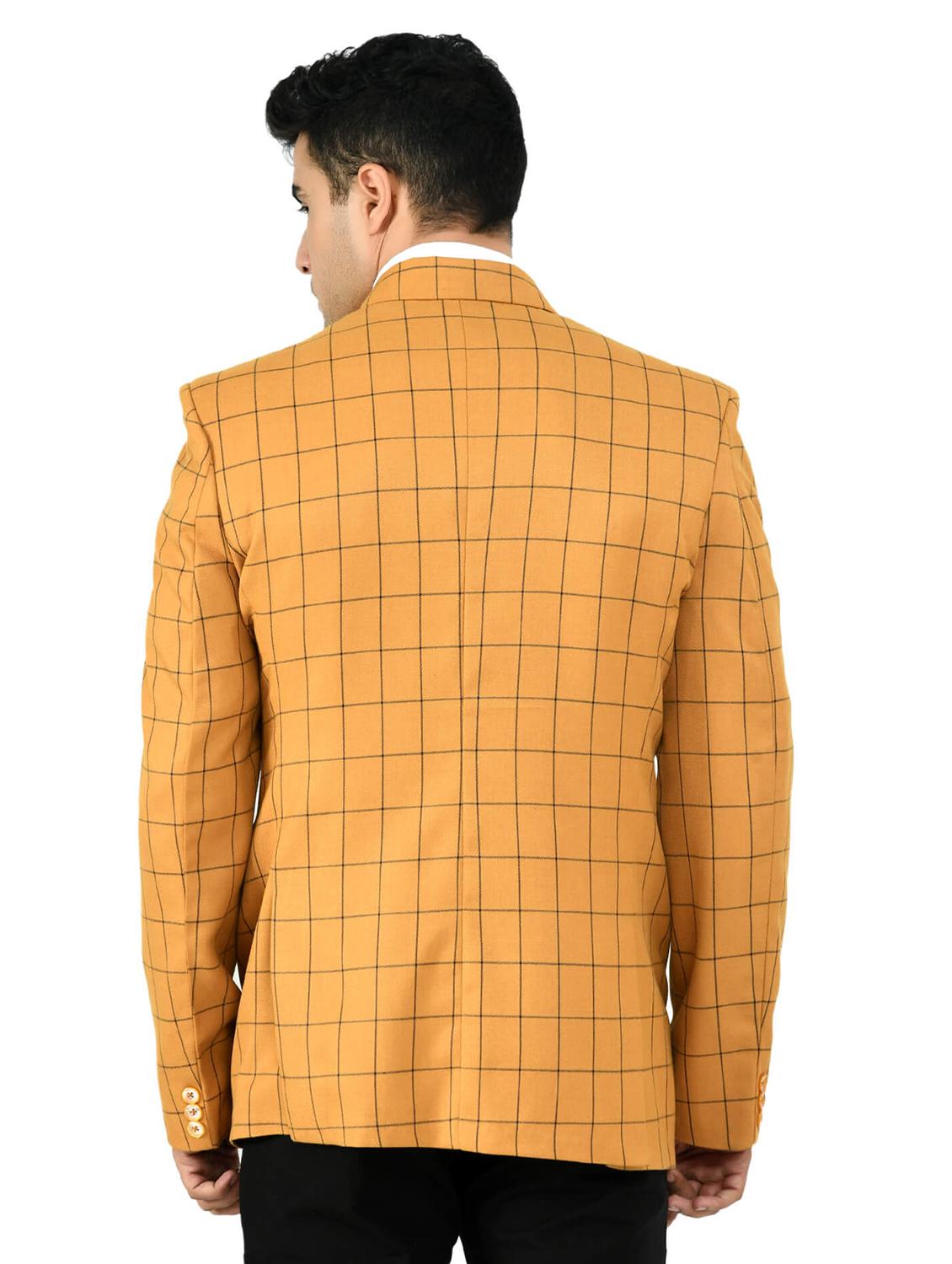yellow checked single breasted casual blazer - 18292354 - Zoom Image - 3