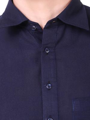 navy blue solid kurta pyjama ethnic wear set - 18292355 - Standard Image - 4
