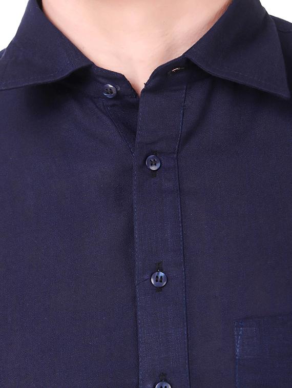 navy blue solid kurta pyjama ethnic wear set - 18292355 - Zoom Image - 4