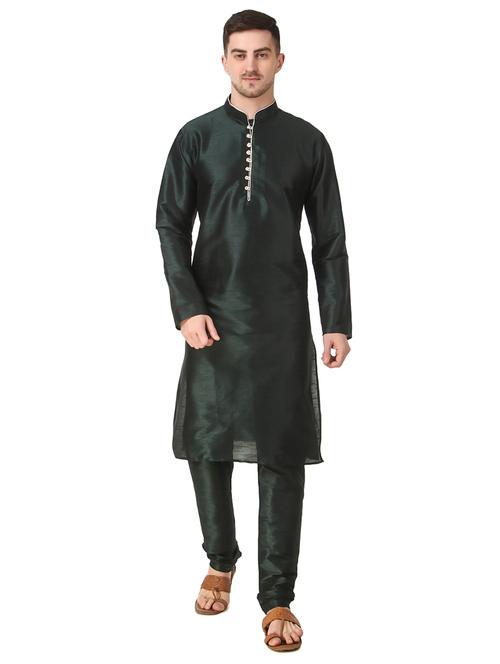 green solid kurta pyjama ethnic wear set - 18292359 - Standard Image - 1