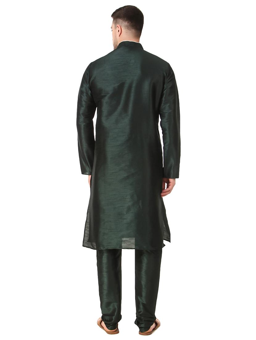 green solid kurta pyjama ethnic wear set - 18292359 - Zoom Image - 3