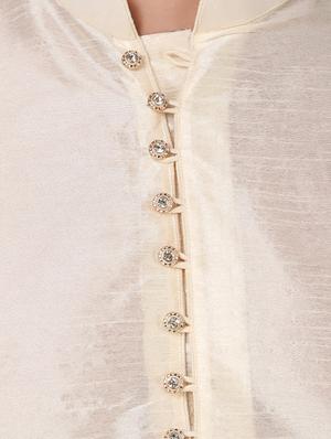 cream solid kurta pyjama ethnic wear set - 18292361 - Standard Image - 4