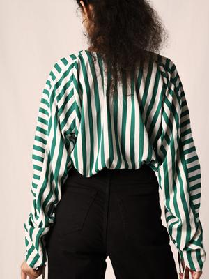 horizontal stripes top with gathered sleeves - 18292865 - Standard Image - 2