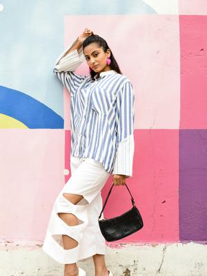 white denim pants with zig zag - 18292868 - Standard Image - 2