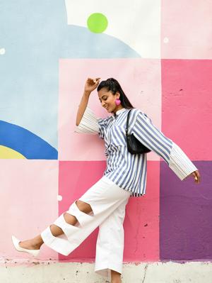 white denim pants with zig zag - 18292868 - Standard Image - 4