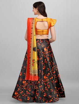 black silk flared lehenga - 18293305 - Standard Image - 2