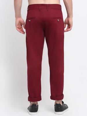 red solid casual trouser - 18294118 - Standard Image - 3