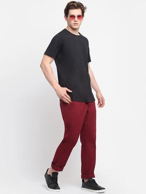 red solid casual trouser - 18294118 - Standard Image - 4