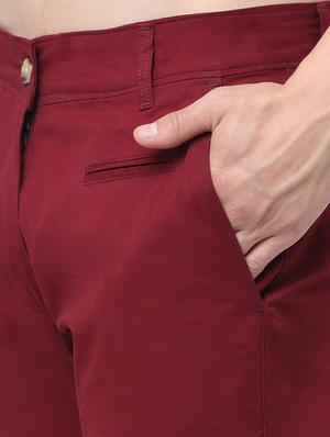 red solid casual trouser - 18294118 - Standard Image - 5