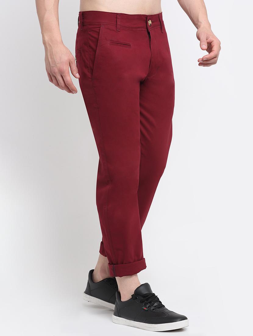 red solid casual trouser - 18294118 - Zoom Image - 2