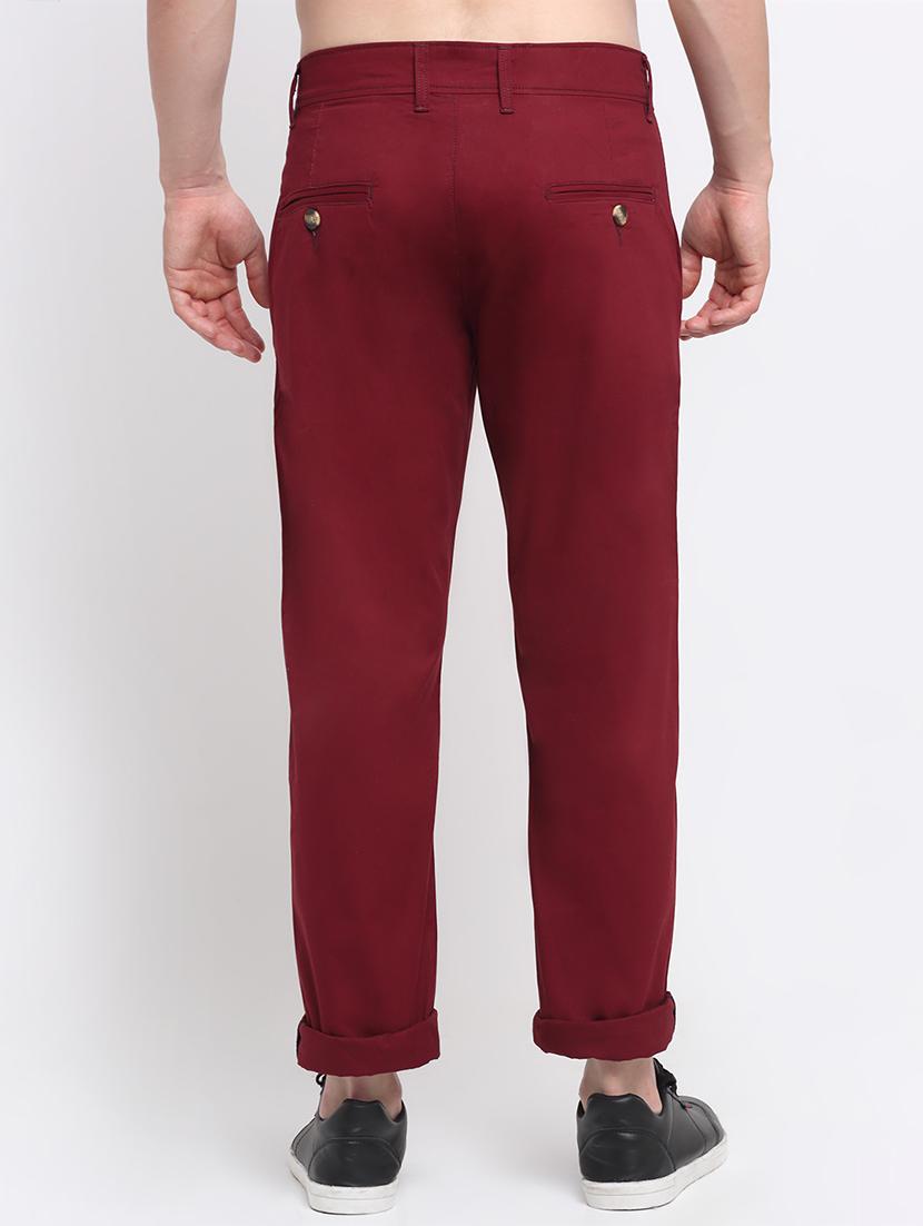 red solid casual trouser - 18294118 - Zoom Image - 3