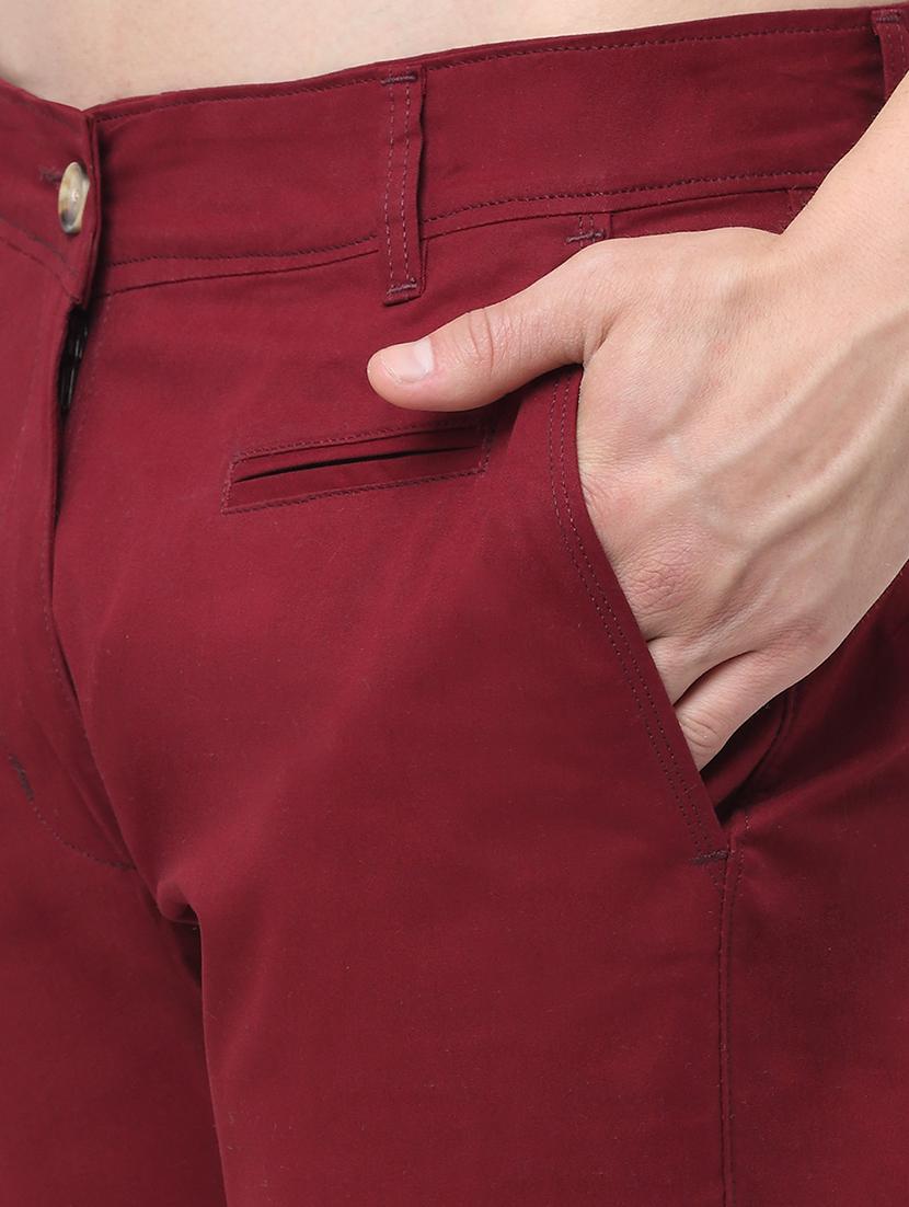 red solid casual trouser - 18294118 - Zoom Image - 5