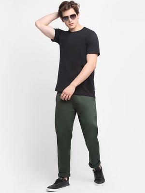 bottle-green solid casual trouser - 18294119 - Standard Image - 4