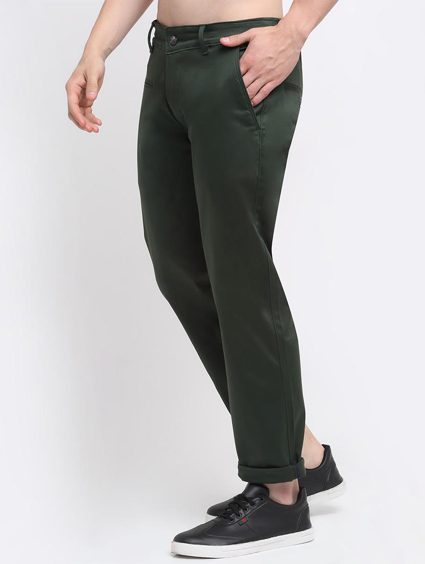 bottle-green solid casual trouser - 18294119 - Zoom Image - 2