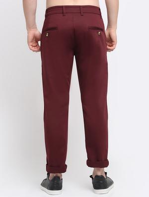 red solid casual trouser - 18294120 - Standard Image - 3