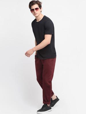 red solid casual trouser - 18294120 - Standard Image - 4