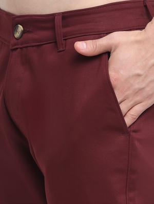 red solid casual trouser - 18294120 - Standard Image - 5