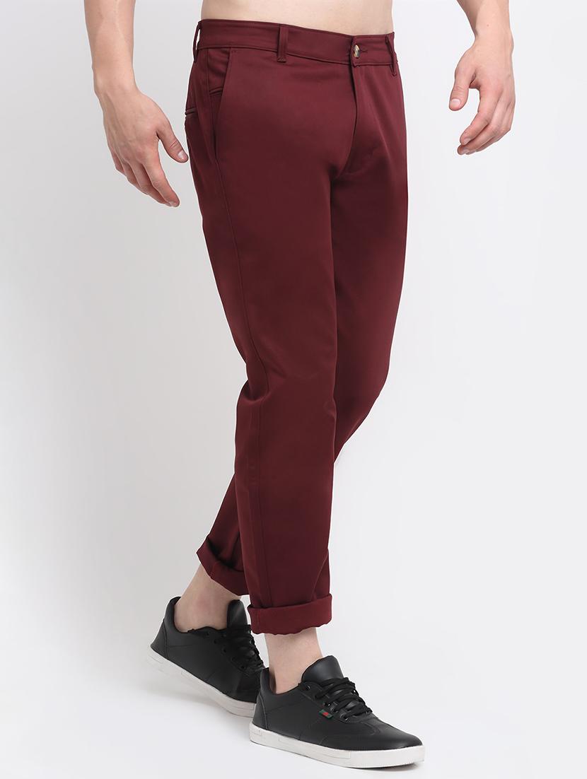 red solid casual trouser - 18294120 - Zoom Image - 2