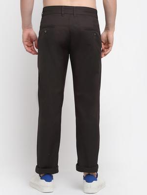 brown solid casual trouser - 18294128 - Standard Image - 3