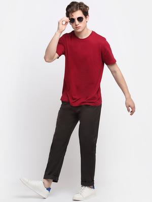 brown solid casual trouser - 18294128 - Standard Image - 4