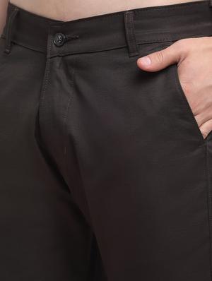 brown solid casual trouser - 18294128 - Standard Image - 5