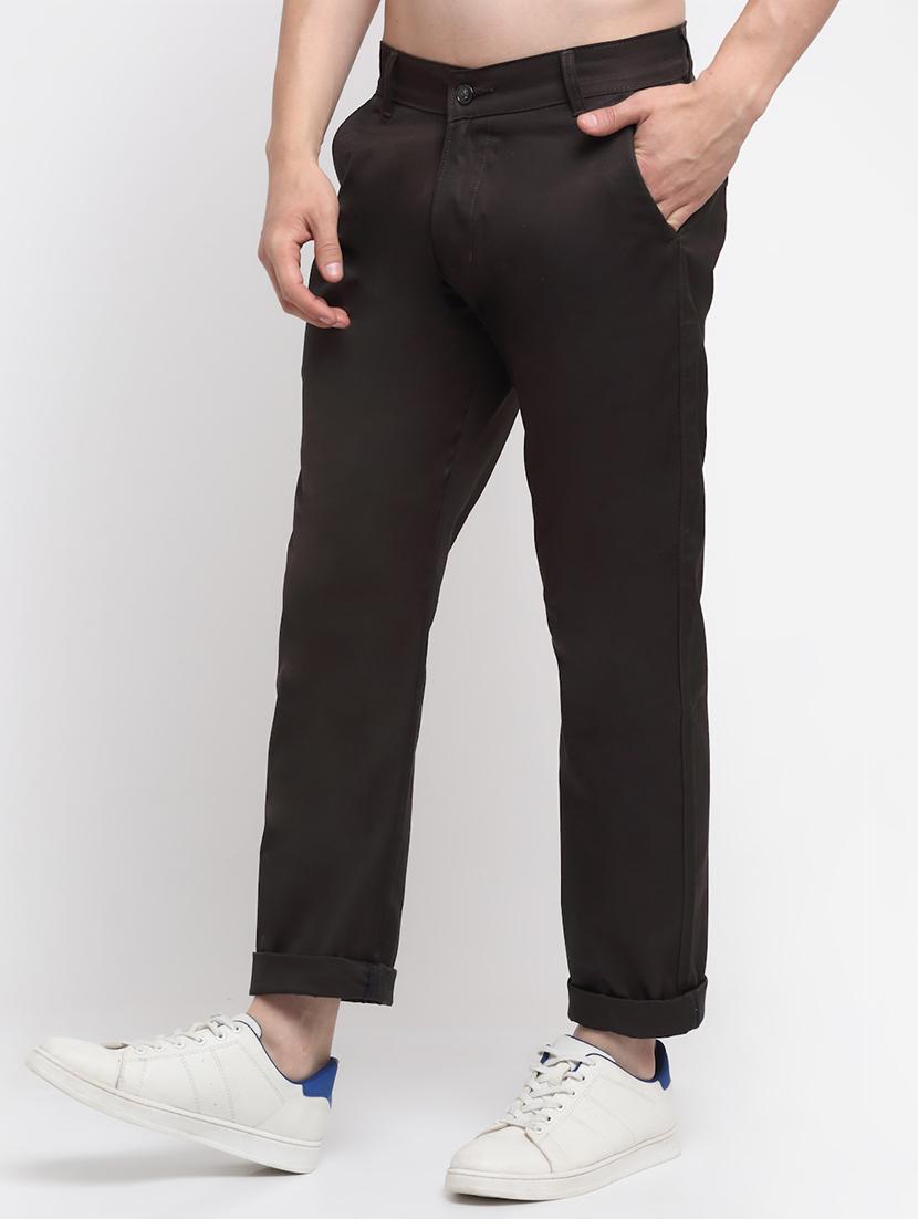brown solid casual trouser - 18294128 - Zoom Image - 2