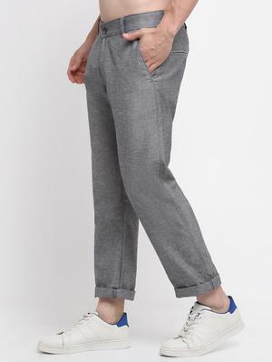 grey textured casual trouser - 18294136 - Standard Image - 2