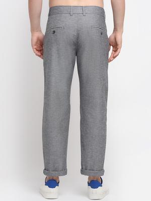 grey textured casual trouser - 18294136 - Standard Image - 3