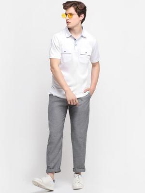 grey textured casual trouser - 18294136 - Standard Image - 4