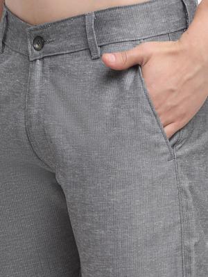 grey textured casual trouser - 18294136 - Standard Image - 5