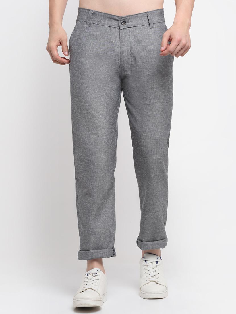 grey textured casual trouser - 18294136 - Zoom Image - 1