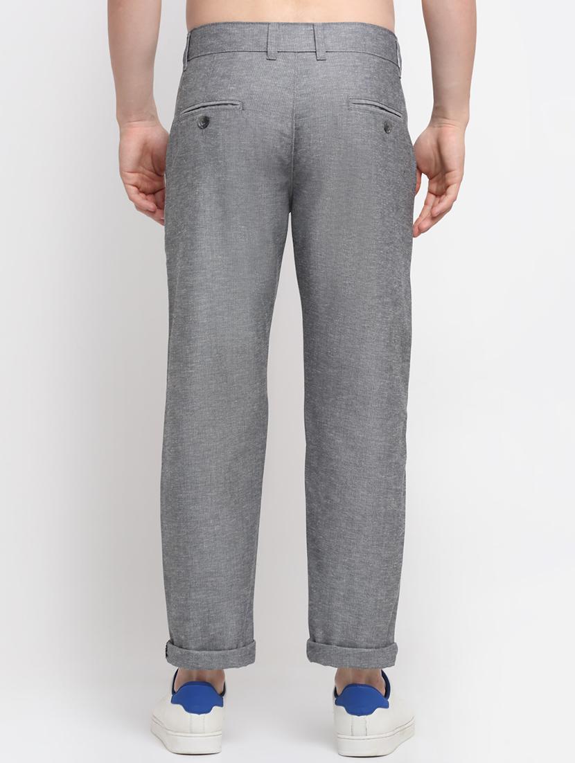 grey textured casual trouser - 18294136 - Zoom Image - 3