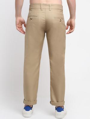 beige solid casual trouser - 18294140 - Standard Image - 3