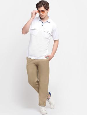 beige solid casual trouser - 18294140 - Standard Image - 4