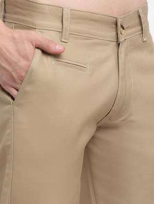 beige solid casual trouser - 18294140 - Standard Image - 5