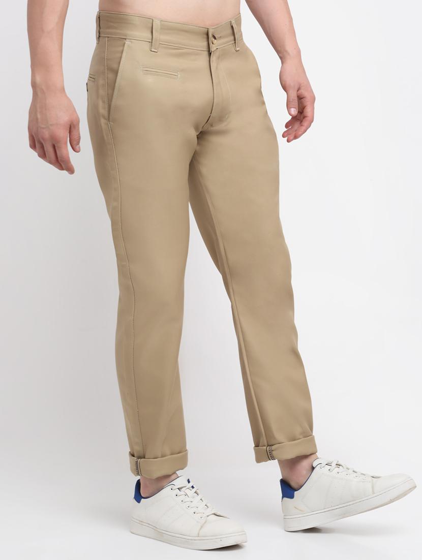 beige solid casual trouser - 18294140 - Zoom Image - 2