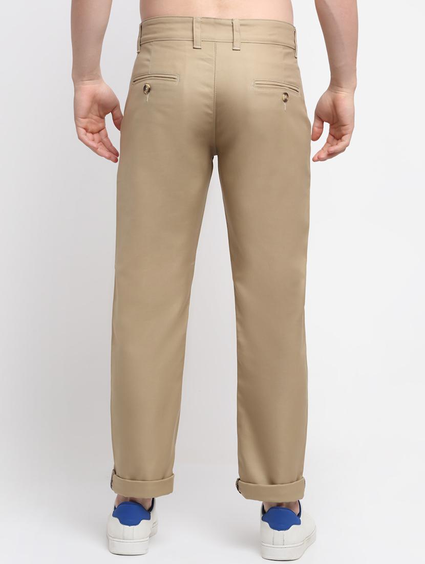 beige solid casual trouser - 18294140 - Zoom Image - 3