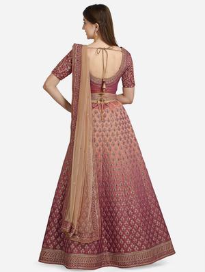 pink embroidered flared lehenga - 18294374 - Standard Image - 3
