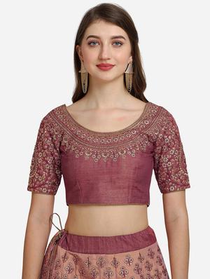 pink embroidered flared lehenga - 18294374 - Standard Image - 4
