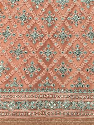 peach embroidered flared lehenga - 18294375 - Standard Image - 4