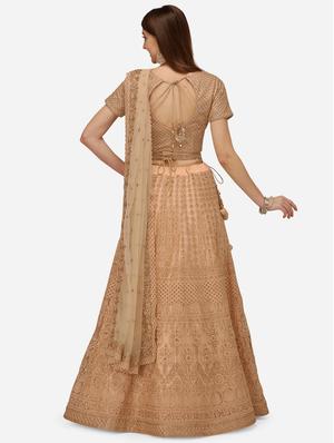 beige embroidered flared lehenga - 18294378 - Standard Image - 2