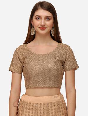 beige embroidered flared lehenga - 18294378 - Standard Image - 3