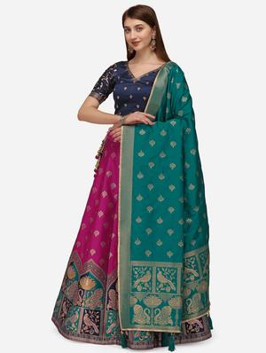 pink art silk flared lehenga - 18294387 - Standard Image - 2