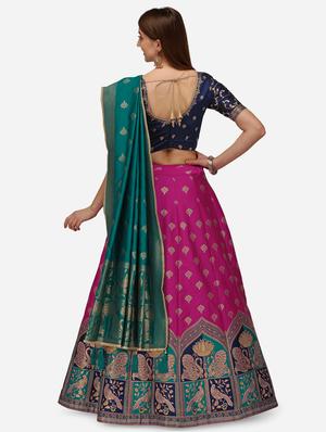 pink art silk flared lehenga - 18294387 - Standard Image - 3