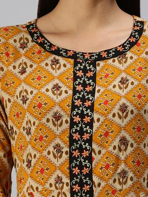 mustard cotton anarkali kurta - 18294659 - Standard Image - 4